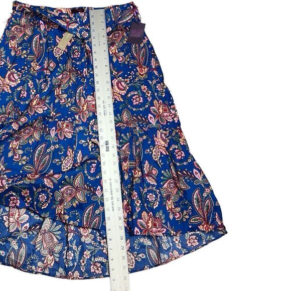 J Crew Skirt WMNS 12 Blue Belted pull-on Midi Liberty Flora Belle K7713 Ruffle - Picture 3 of 13